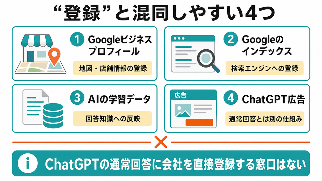 ChatGPTへの登録と混同されやすい4つの仕組み
