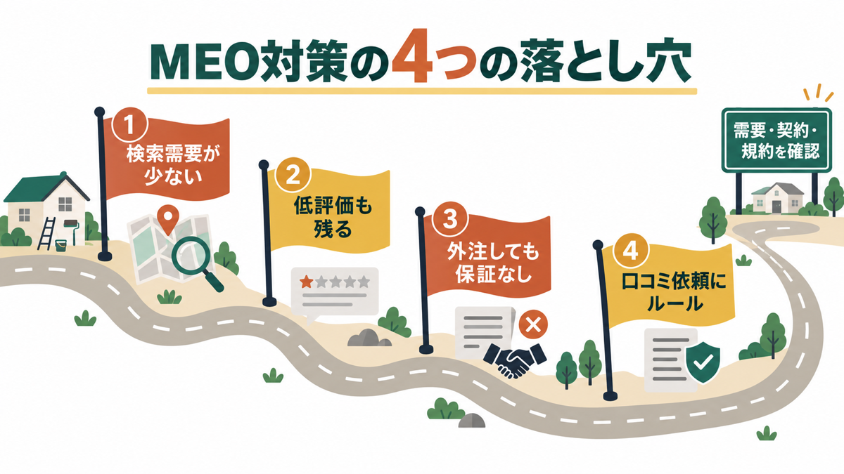 MEO対策で起こりやすい4つの失敗要因