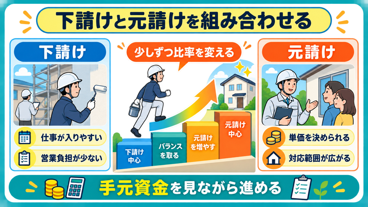塗装業で下請けと元請けを組み合わせて比率を変える考え方