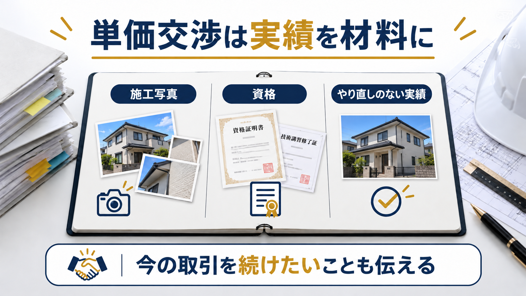 施工写真と資格とやり直しのない実績を単価交渉の材料にする